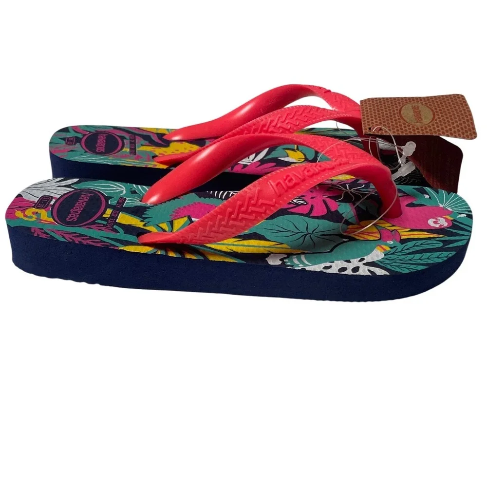 Havaianas Pink Navy Floral‎ Tropical Flip Flop Bundle Little Girls 2